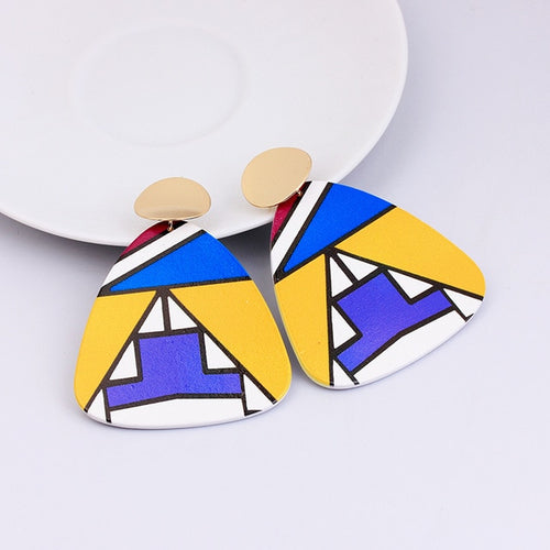 Irregular Shaped  Colorful Wooden Earrings