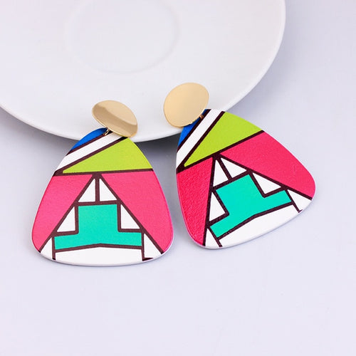 Irregular Shaped  Colorful Wooden Earrings