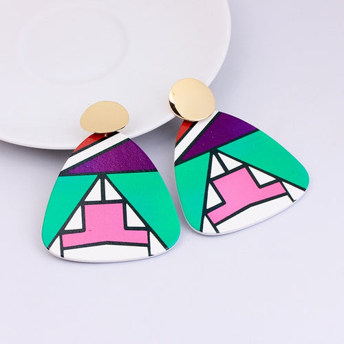 Irregular Shaped  Colorful Wooden Earrings