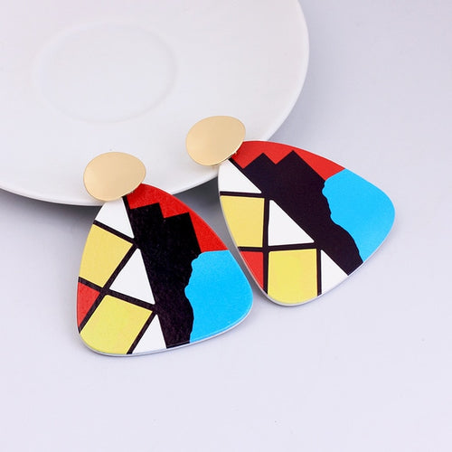 Irregular Shaped  Colorful Wooden Earrings