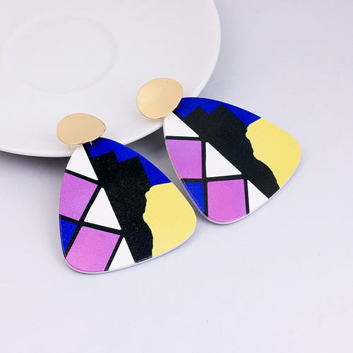 Irregular Shaped  Colorful Wooden Earrings