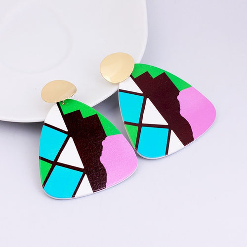 Irregular Shaped  Colorful Wooden Earrings