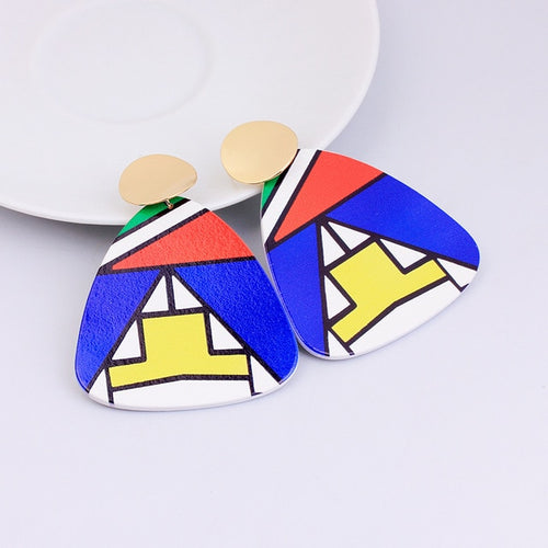 Irregular Shaped  Colorful Wooden Earrings