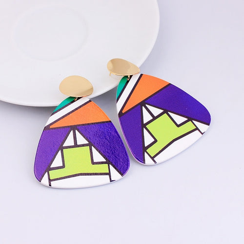 Irregular Shaped  Colorful Wooden Earrings