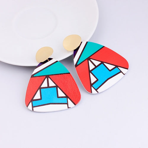 Irregular Shaped  Colorful Wooden Earrings