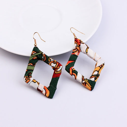 Fabric Covered Wooden Earring