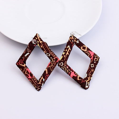 Fabric Covered Wooden Earring