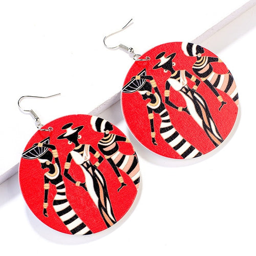 Pattern Wooden Drop Earrings