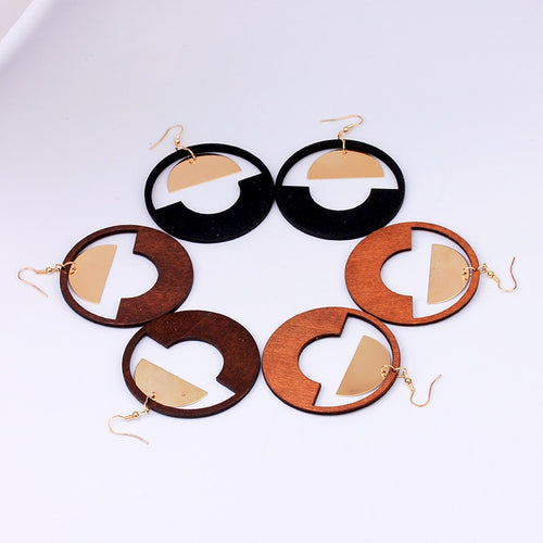 Round Wooden Earring