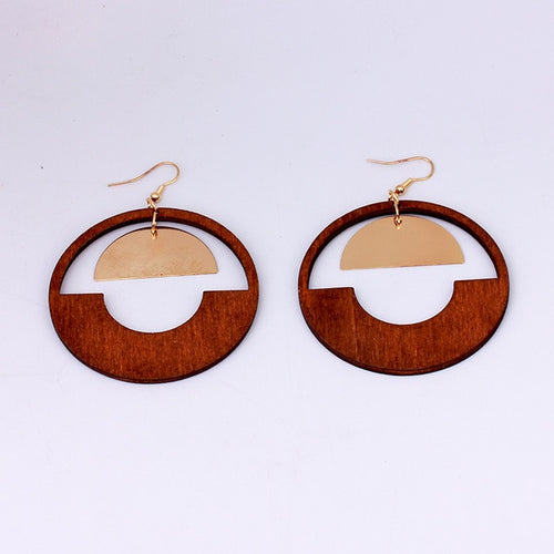 Round Wooden Earring