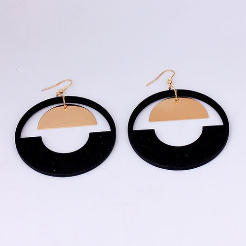 Round Wooden Earring