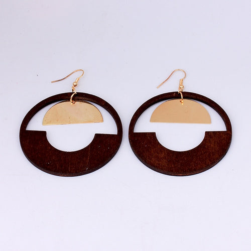 Round Wooden Earring