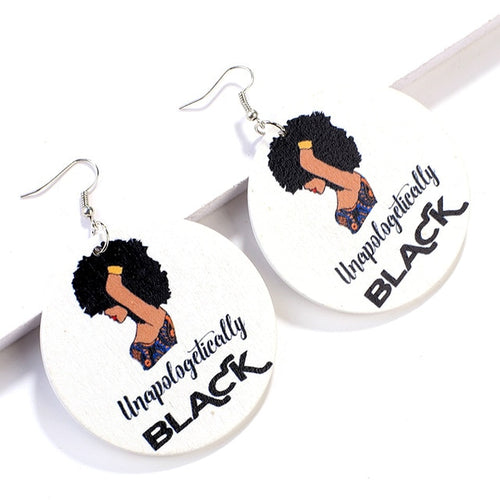 Painted Africa Women Wooden Earrings