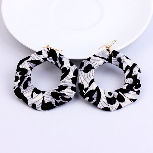 Fabric Covered Wooden Earring