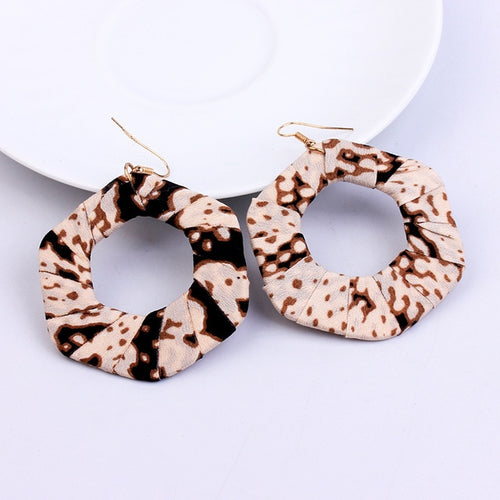 Fabric Covered Wooden Earring