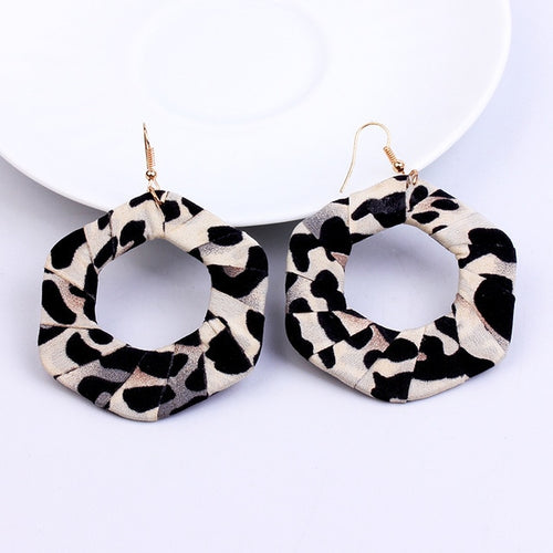 Fabric Covered Wooden Earring