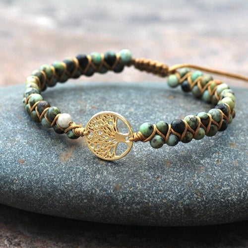 Natural Stone Boho Wrap Bracelet & Bangle Tree of Life African