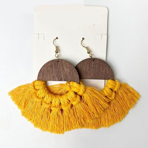 Wooden Tassel Earrings