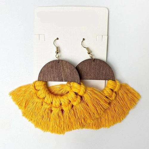 Wooden Tassel Earrings