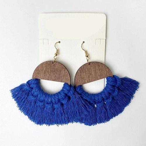 Wooden Tassel Earrings