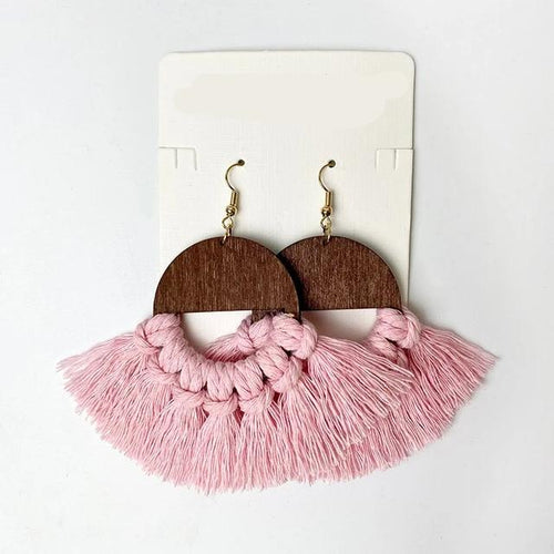 Wooden Tassel Earrings