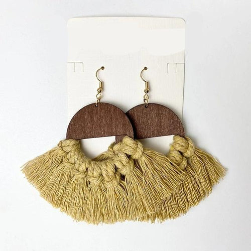 Wooden Tassel Earrings