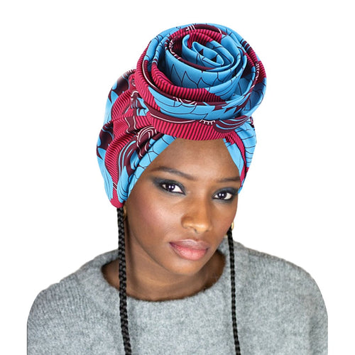 African Pattern Woven Knot Headwrap Pre-Tied Knotted Turban Bonnet Satin lined