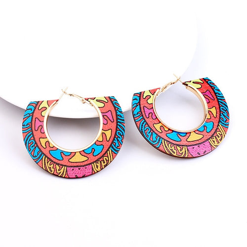 Ethnic Colorful Wooden Earring