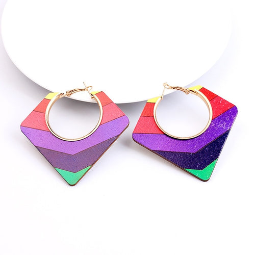 Ethnic Colorful Wooden Earring