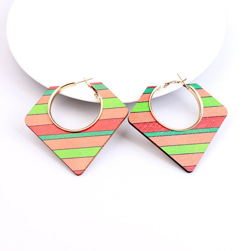 Ethnic Colorful Wooden Earring