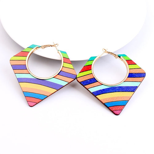 Ethnic Colorful Wooden Earring