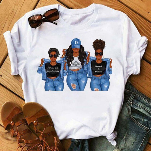 Black African Curly Hair Girls T-Shirt