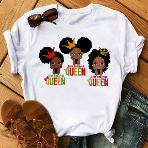 Black African Curly Hair Girls T-Shirt