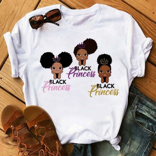 Black African Curly Hair Girls T-Shirt