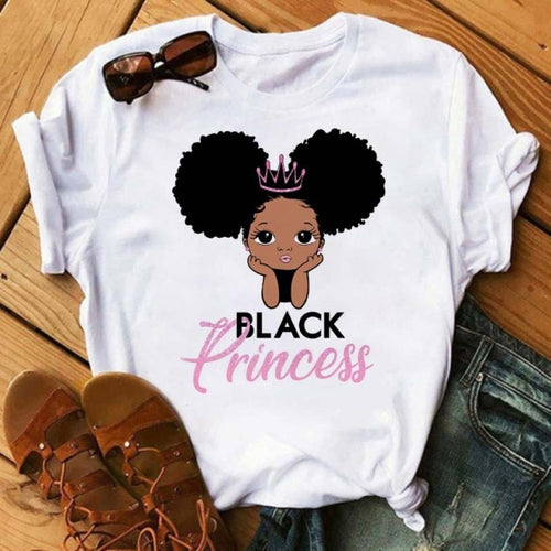 Black African Curly Hair Girls T-Shirt