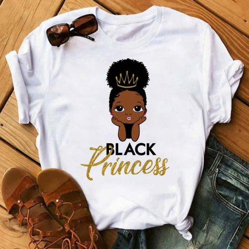 Black African Curly Hair Girls T-Shirt