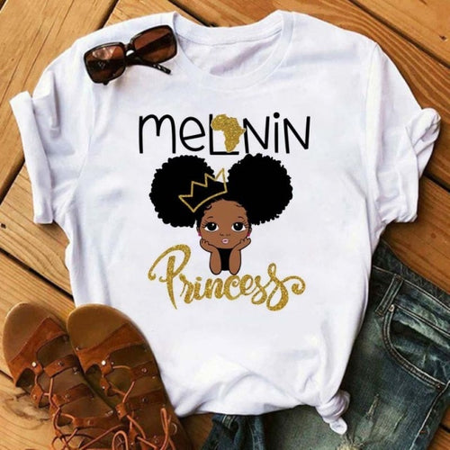 Black African Curly Hair Girls T-Shirt