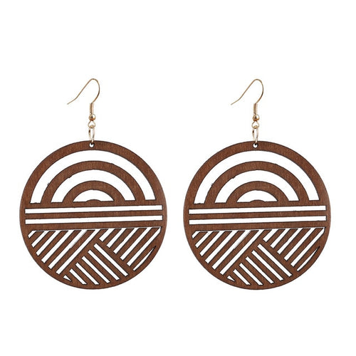 Trendy Wooden Big Dangle Earrings