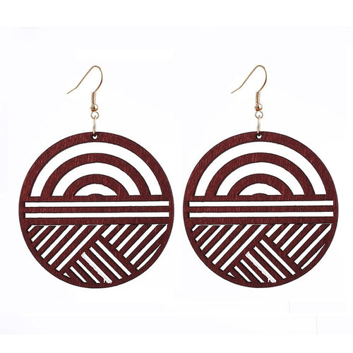 Trendy Wooden Big Dangle Earrings