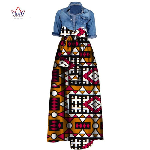 Long Maxi Skirt Dashiki Print