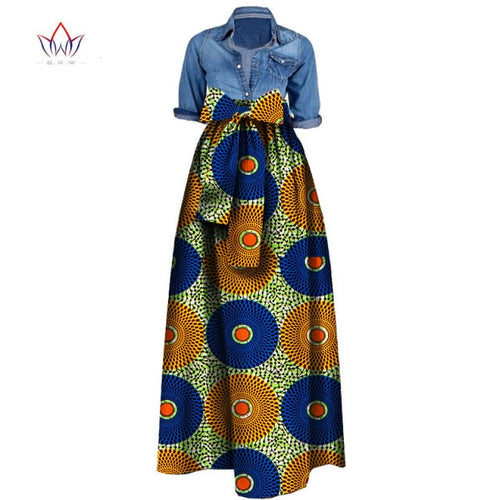 Long Maxi Skirt Dashiki Print