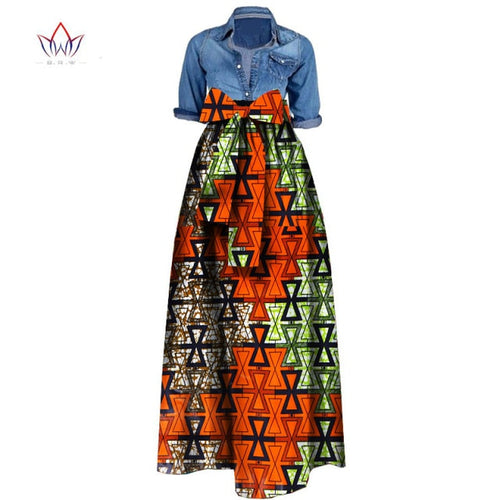 Long Maxi Skirt Dashiki Print