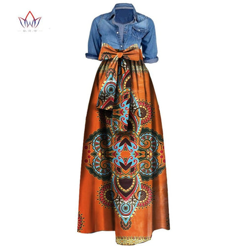 Long Maxi Skirt Dashiki Print