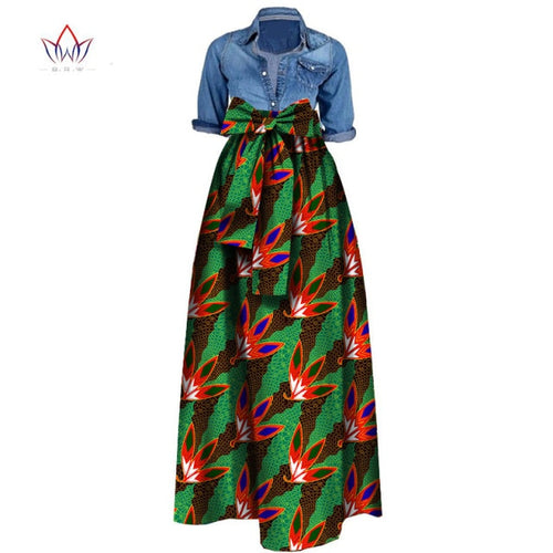 Long Maxi Skirt Dashiki Print