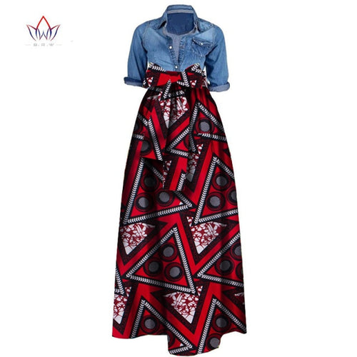 Long Maxi Skirt Dashiki Print