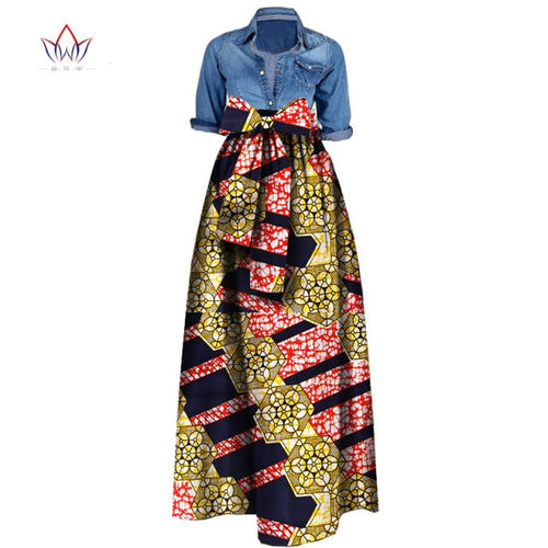 Long Maxi Skirt Dashiki Print