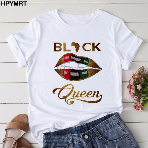 Girl Black Queen Lip T-Shirt