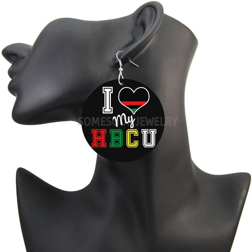 Love HBCU Educated Black Wooden Drop Earrings