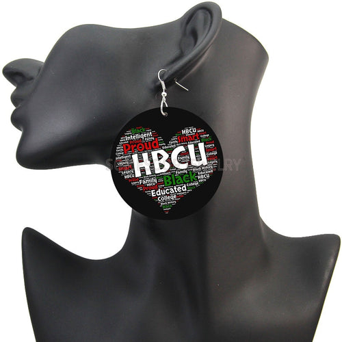 Love HBCU Educated Black Wooden Drop Earrings