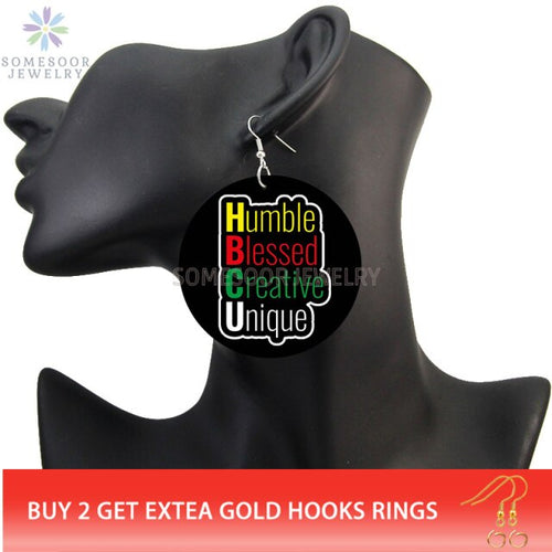 Love HBCU Humble Blessed Creative Unique Wooden Drop Earrings